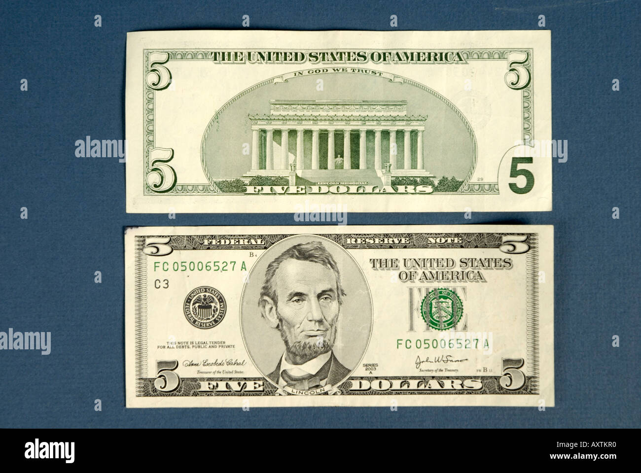 5 di 5 dollaro americano Bill Foto Stock
