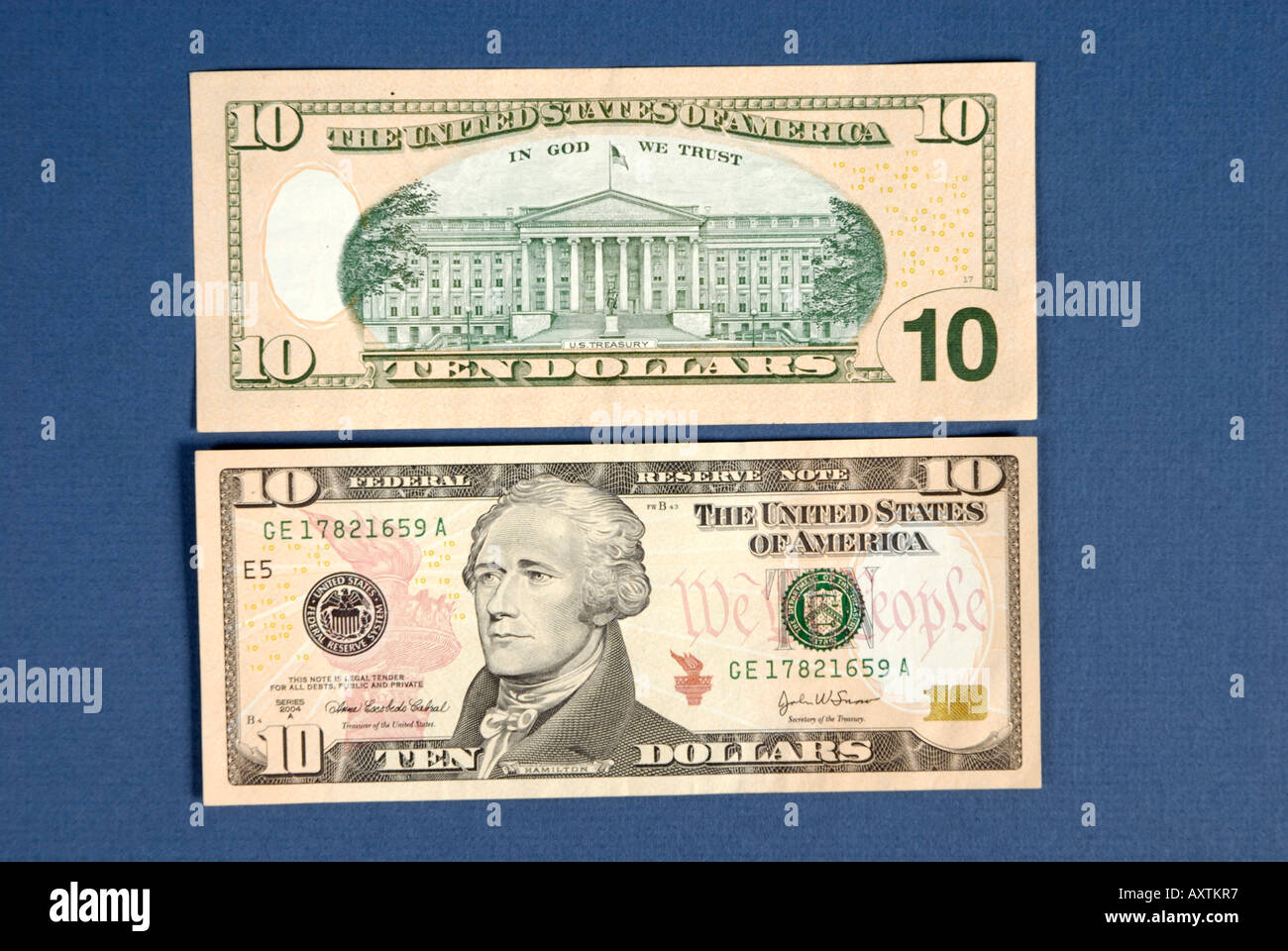10 Dieci dollaro americano Bill Foto Stock