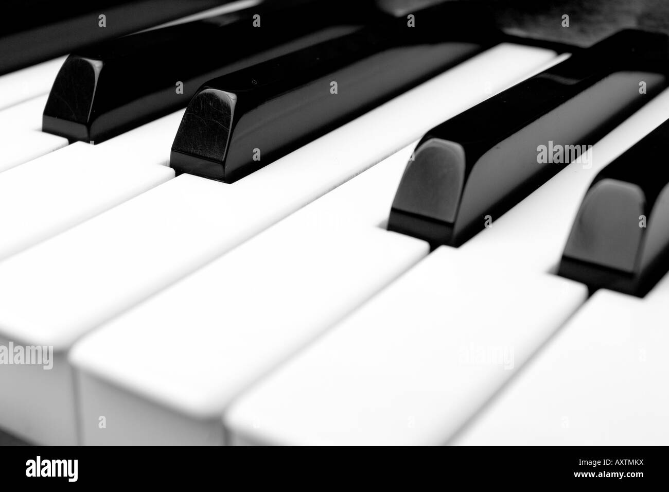 Macro ravvicinata di una tastiera di pianoforte Foto Stock