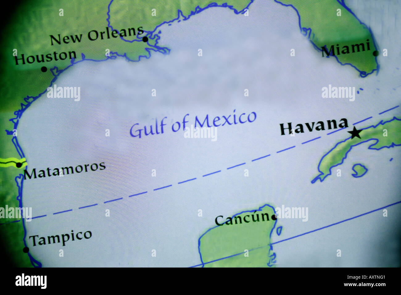 Mappa corrente mostra il Golfo del Messico situato al di fuori del Nord del  continente americano Foto stock - Alamy