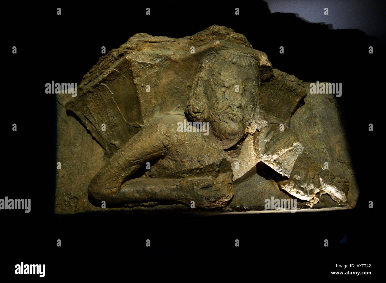 Puivert departement Aude Quercorb museo sul display sono pietra bassorilievi raffiguranti i musicisti presi dal castello s torri Foto Stock