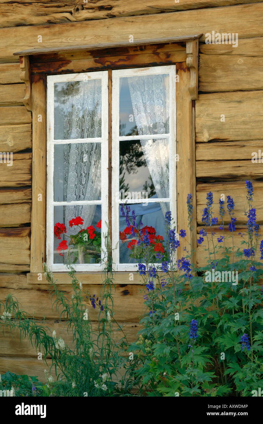 Storici edifici in legno, open air museum vicino a Bardufoss, Norvegia Foto Stock