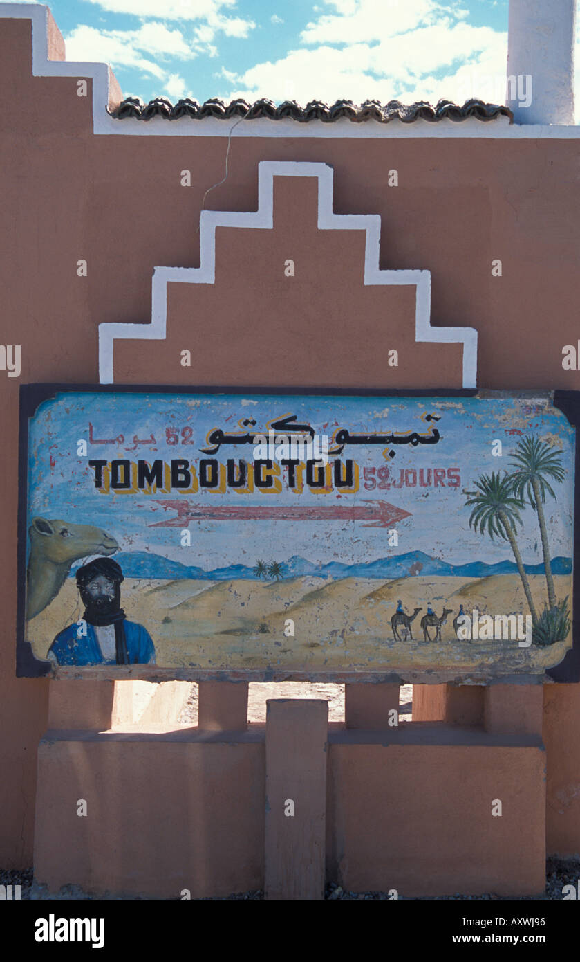 Caravan segno 52 giorni a Timbuctù Zagora Marocco Foto Stock