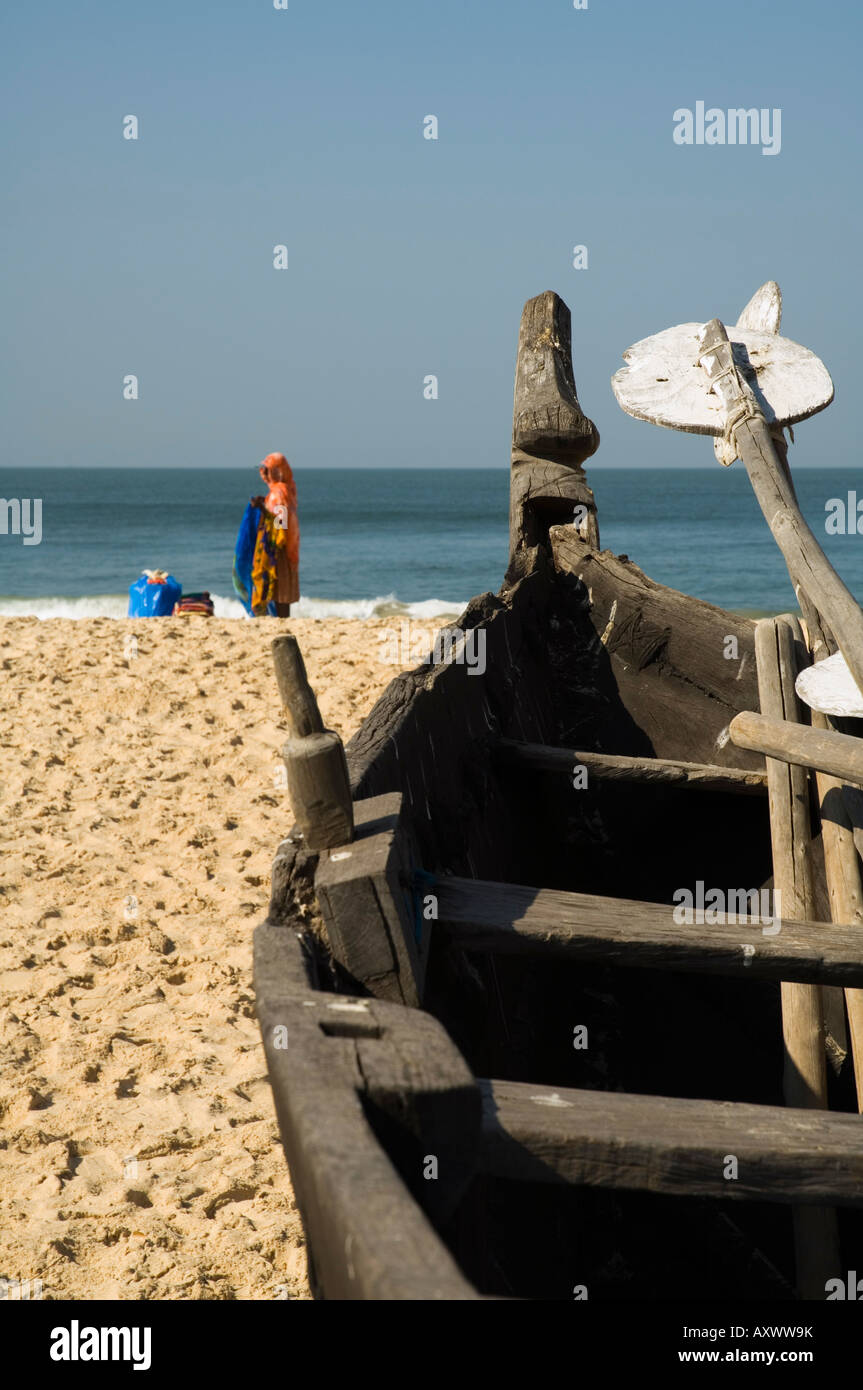 Spiaggia Vicino al Leela Hotel, Mobor, Goa, India Foto Stock