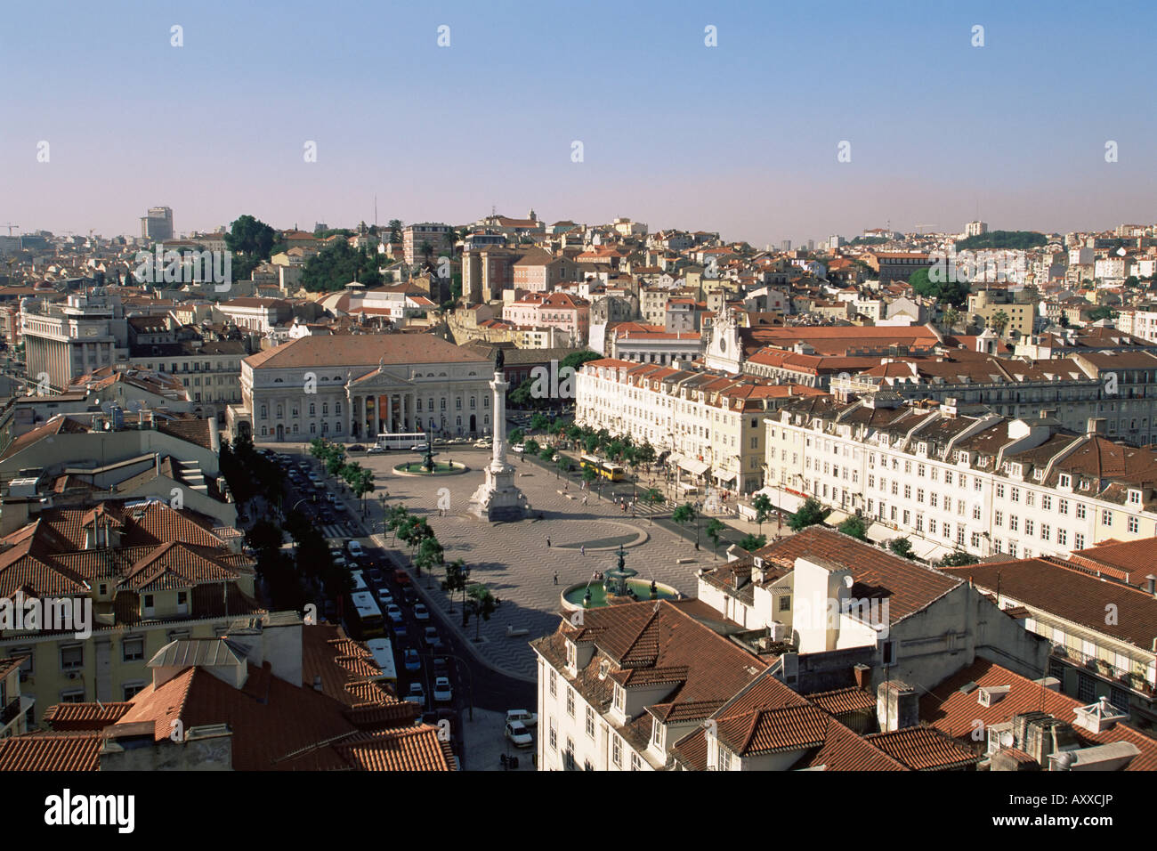 Piazza Rossio (Dom Pedro IV Square), Lisbona, Portogallo, Europa Foto Stock