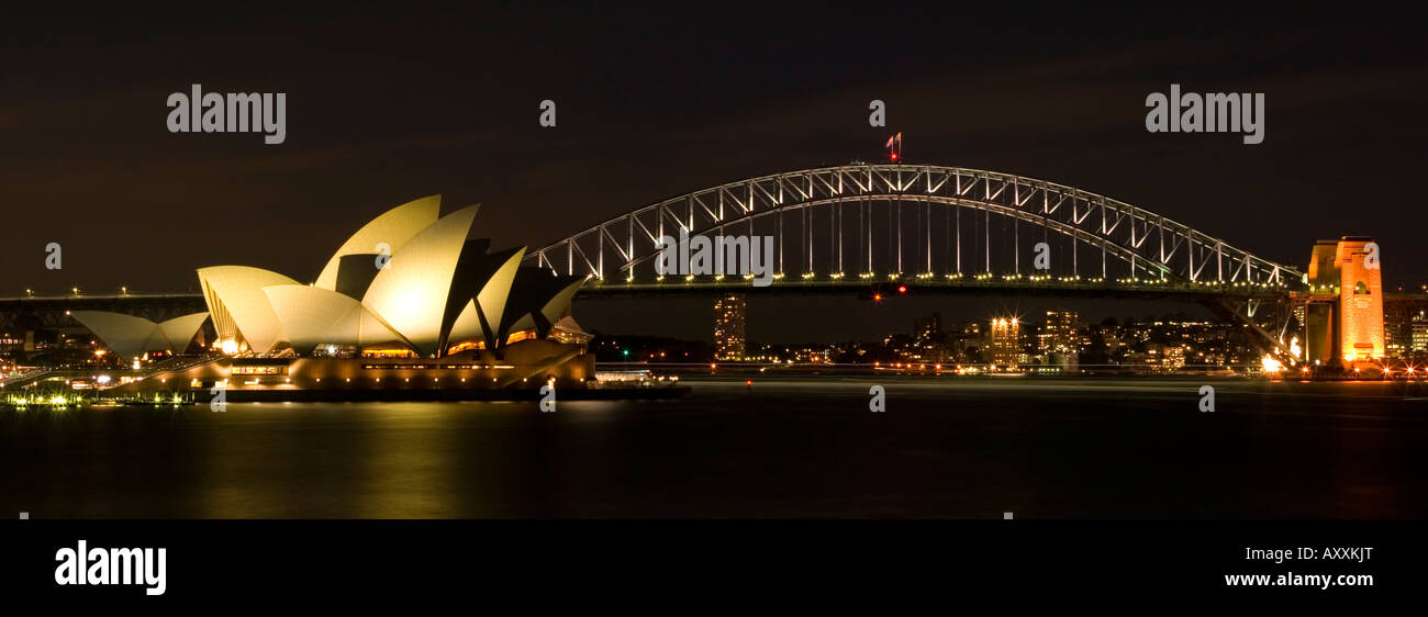 Porto di Sydney Opera e il Ponte del Porto di Sydney, Nuovo Galles del Sud, Sydney, Australia Foto Stock