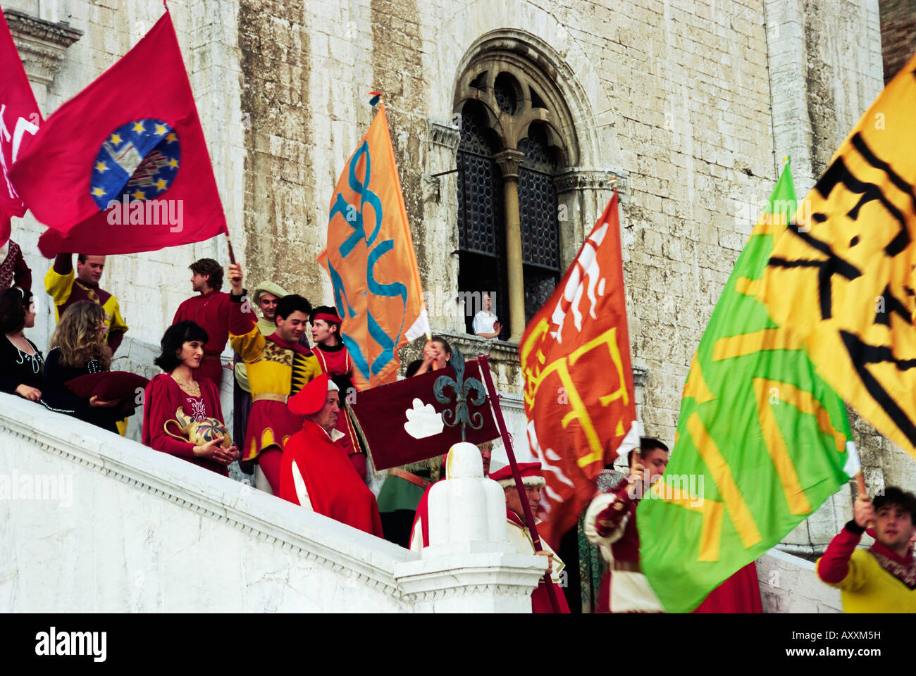 Il pageantry, Gubbio in Umbria, Italia, Europa Foto Stock