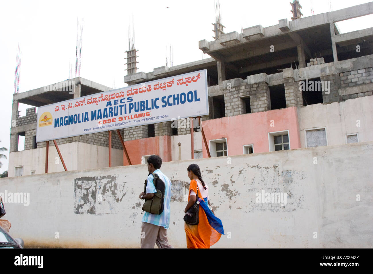 Nuova costruzione della scuola a Bangalore in India Foto Stock