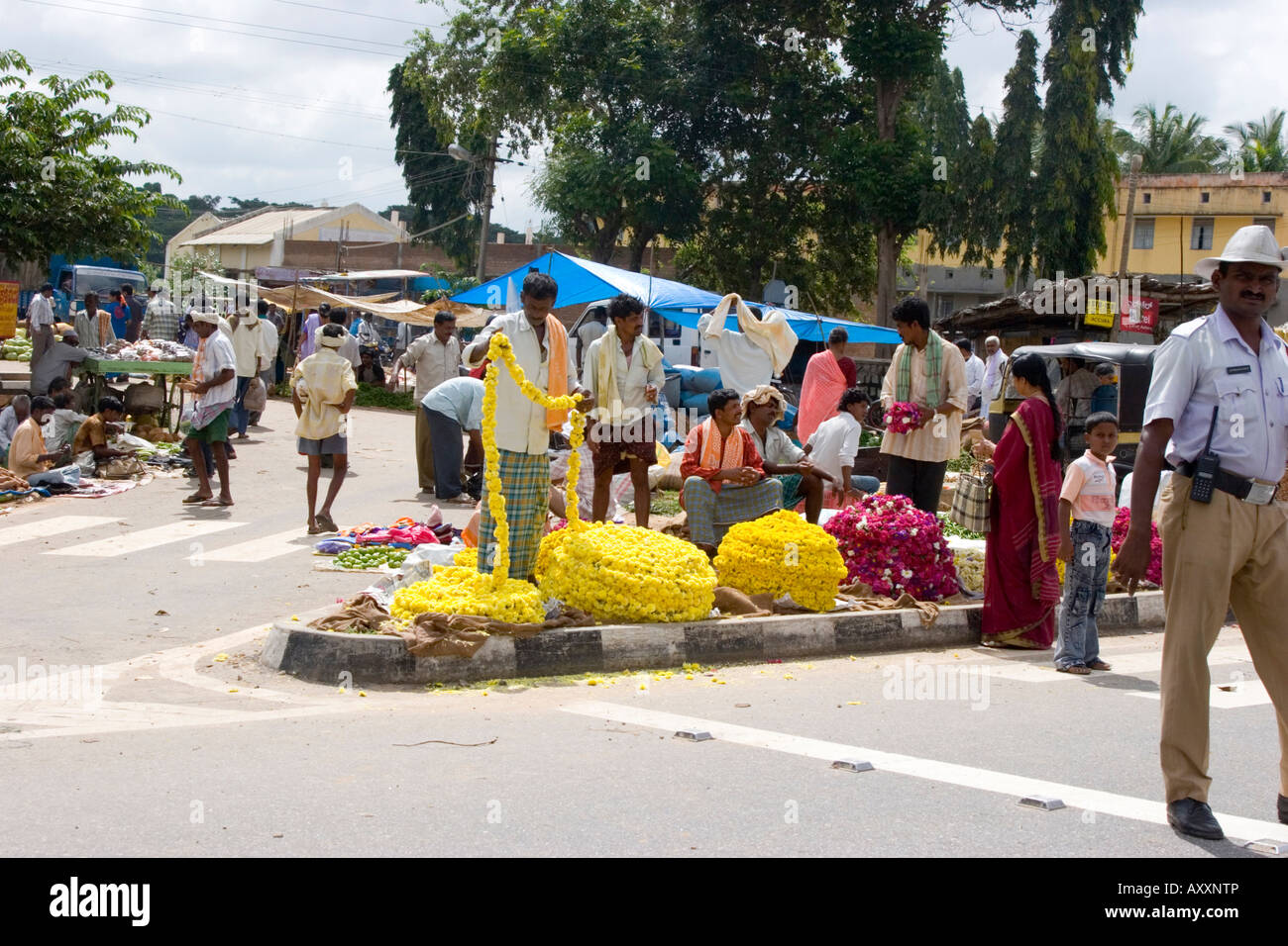 Il mercato dei fiori di Mysore India Foto Stock