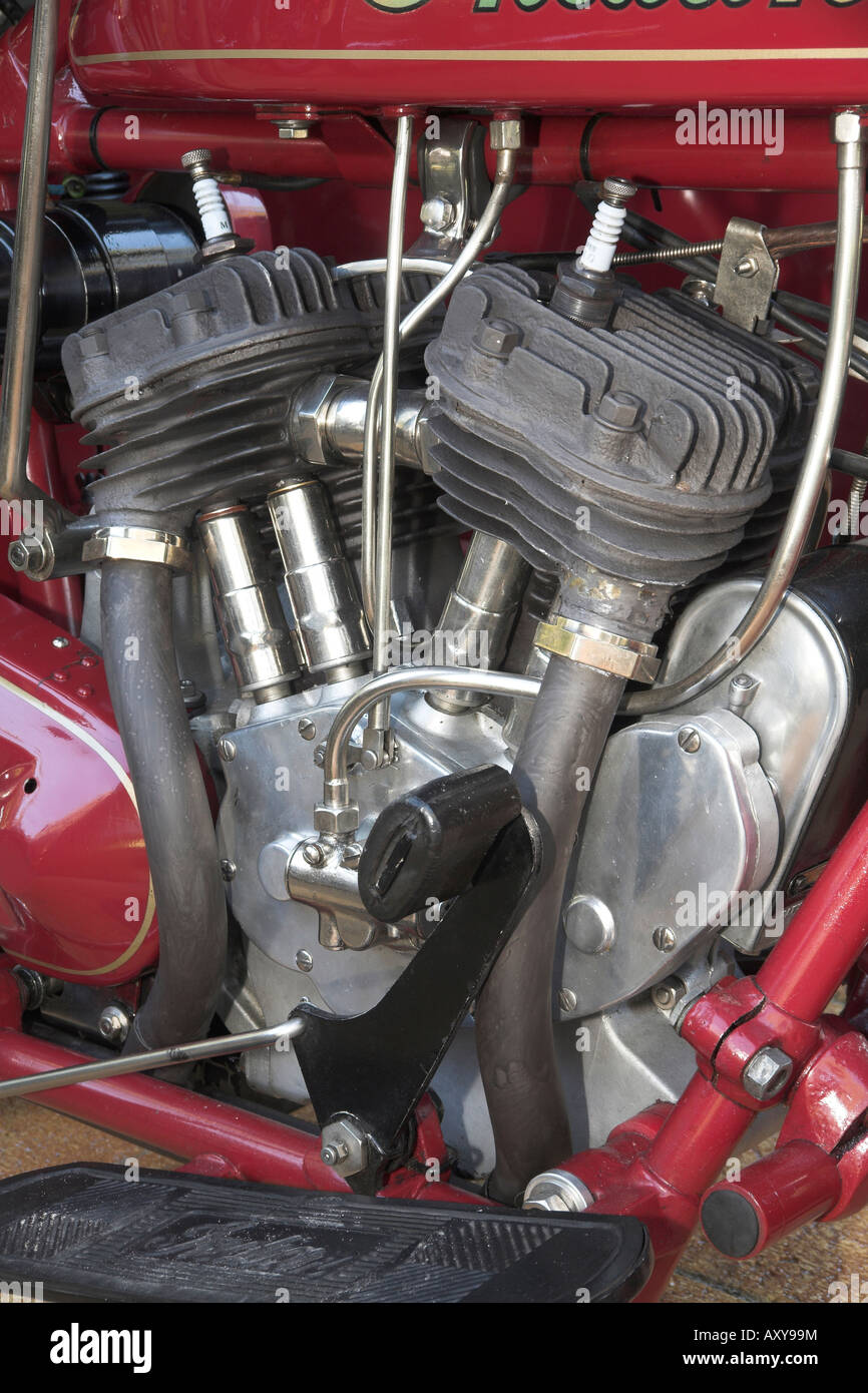 Fine degli anni venti moto Indian lato valvola-Vee twin motore Foto Stock