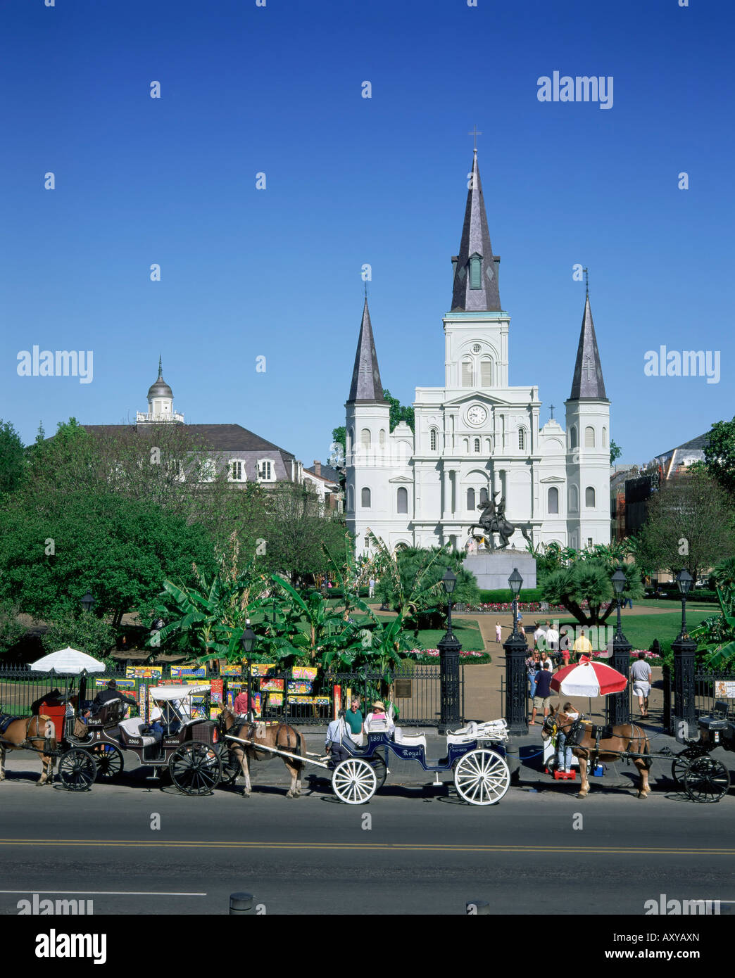 San Luigi cattedrale cristiana in Jackson Square, il quartiere francese, New Orleans, Louisiana, Stati Uniti d'America, America del Nord Foto Stock