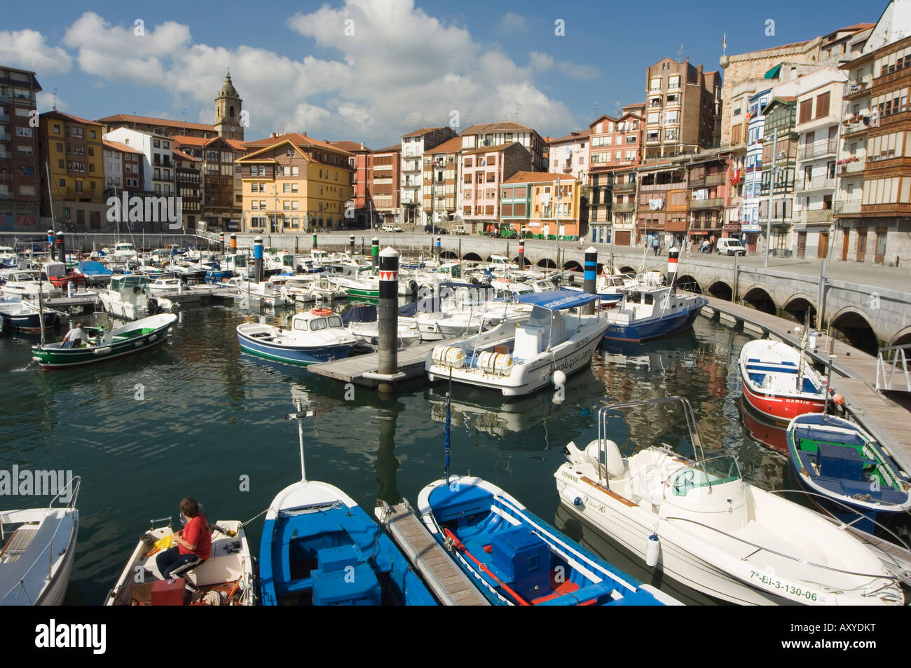 Città vecchia Porto, Bermeo, Euskadi (paese basco) (Pais Vasco), Spagna, Europa Foto Stock