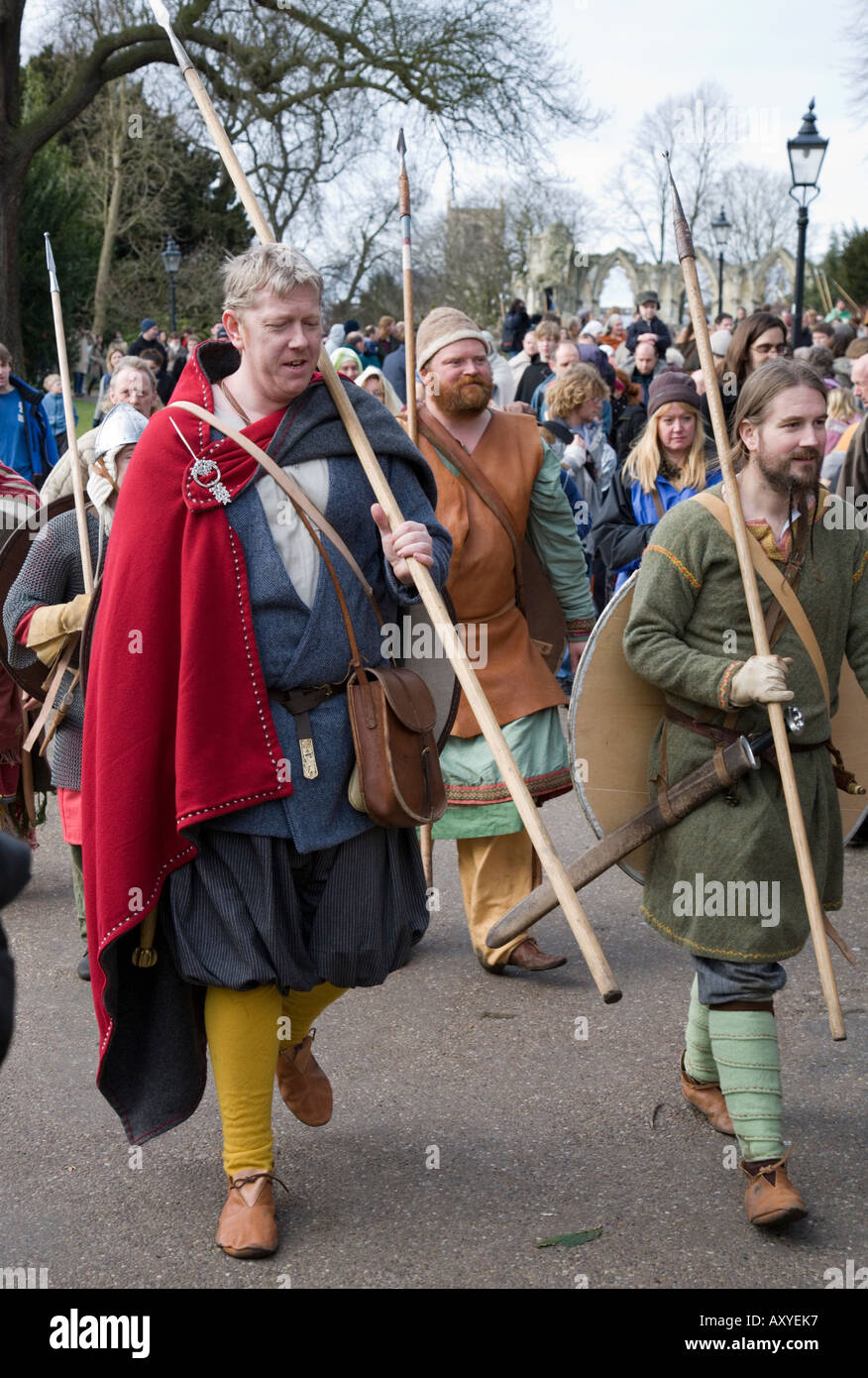 Viking rievocazione storica in York North Yorkshire, Inghilterra Foto Stock