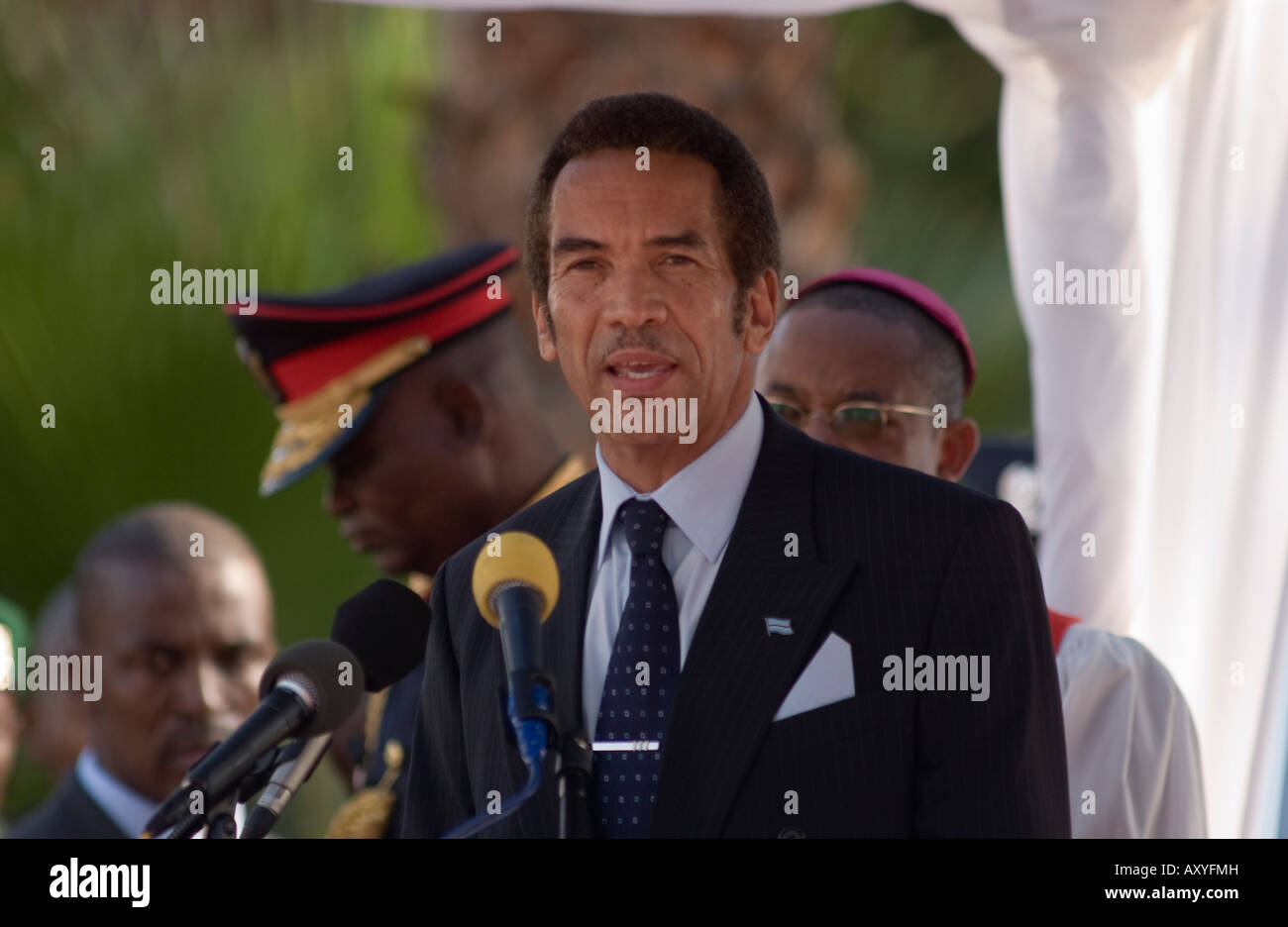 Seretse Khama esposto Ian Khama esposto il quarto presidente della Repubblica del Botswana Foto Stock