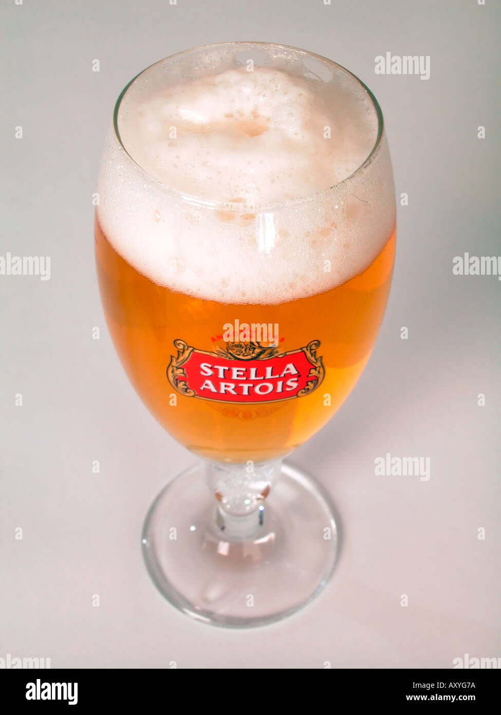 Bicchiere di Stella Artois lager Leuven Belgio Foto Stock