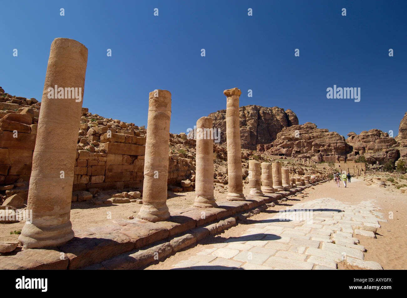 Colonnato street, Petra, Sito Patrimonio Mondiale dell'UNESCO, Giordania, Medio Oriente Foto Stock
