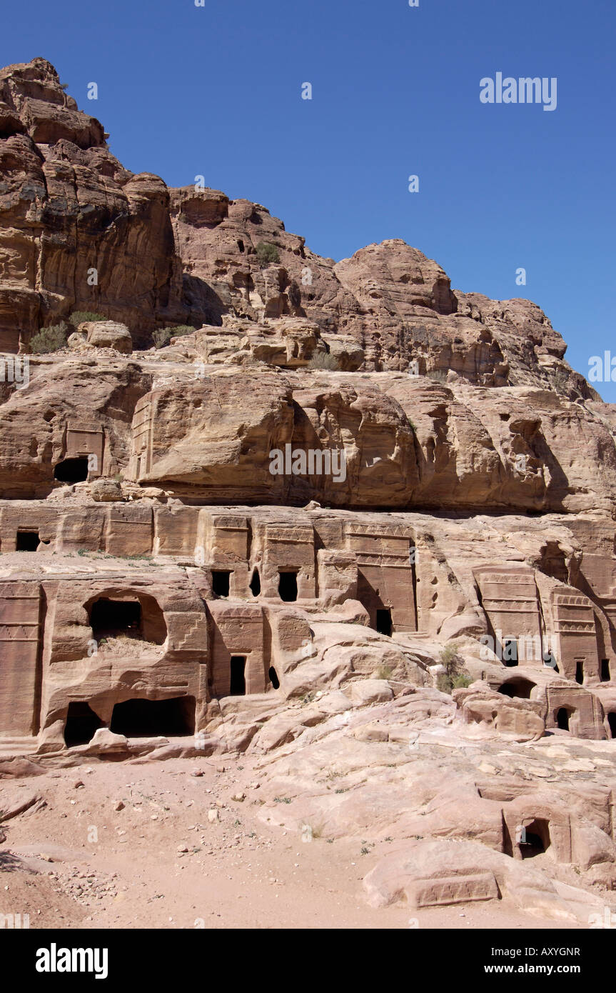 Nabatean tombe, Petra, Sito Patrimonio Mondiale dell'UNESCO, Giordania, Medio Oriente Foto Stock