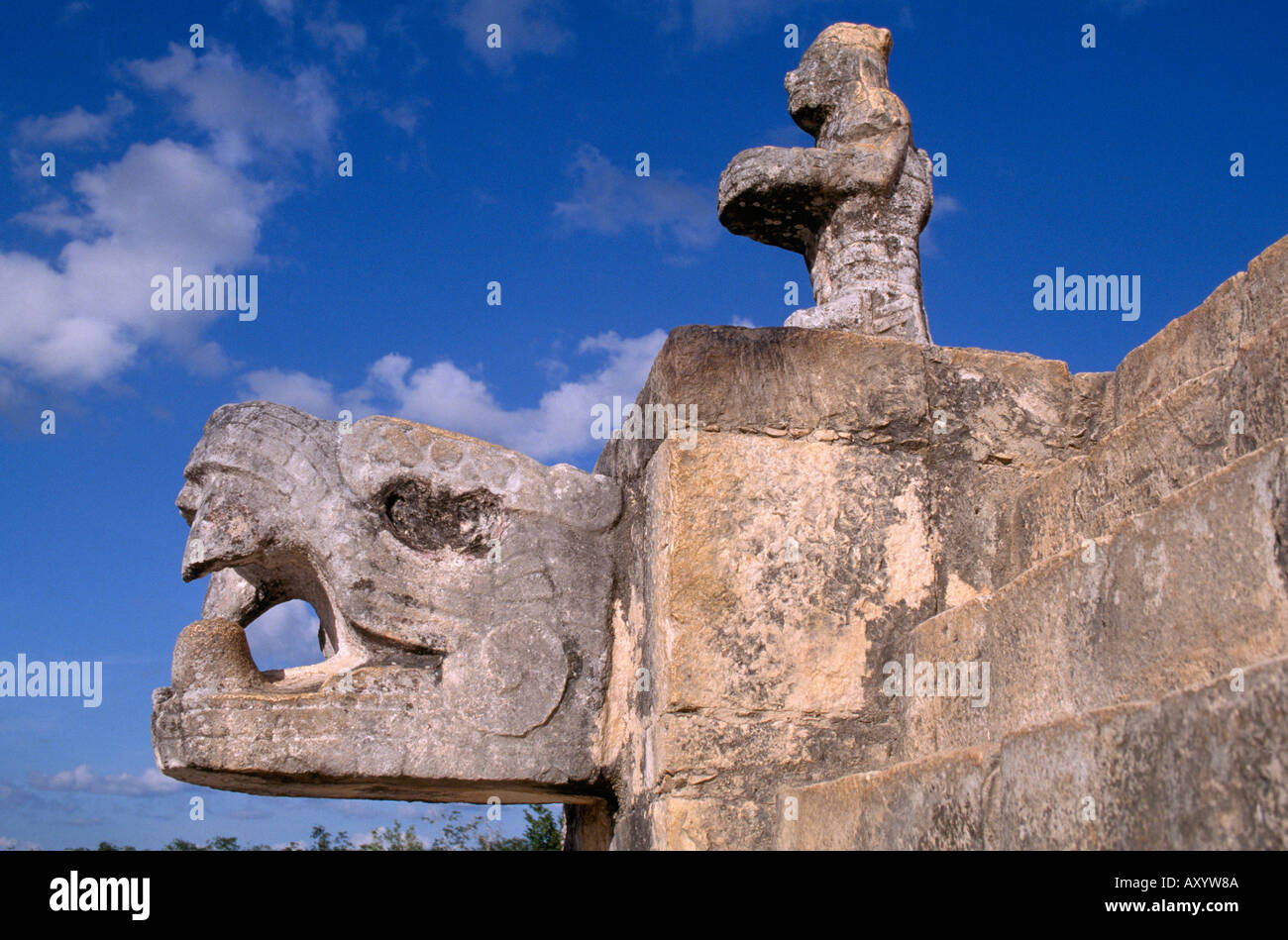 Chichen Itza, Tempel der Krieger, figura Chacón Mol Foto Stock