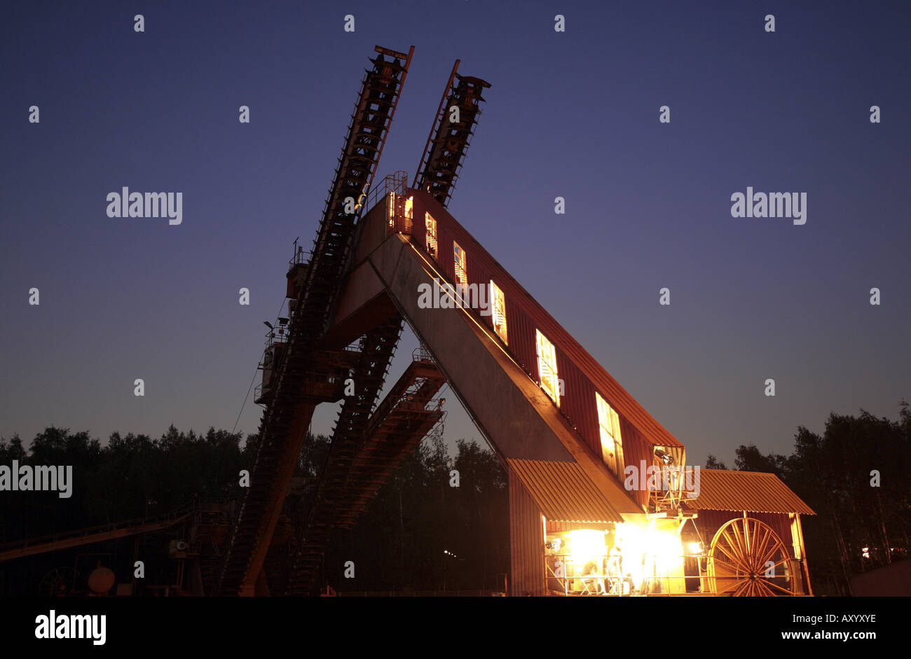 Luce di arte presso il sito della miniera di carbone Zollverein, in Germania, in Renania settentrionale-Vestfalia, Essen, Foto Stock