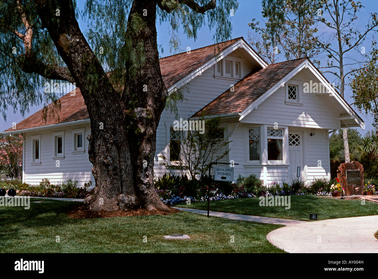 Luogo di nascita home, biblioteca e luogo di nascita di Richard Nixon, Yorba Linda, California, Stati Uniti d'America Foto Stock