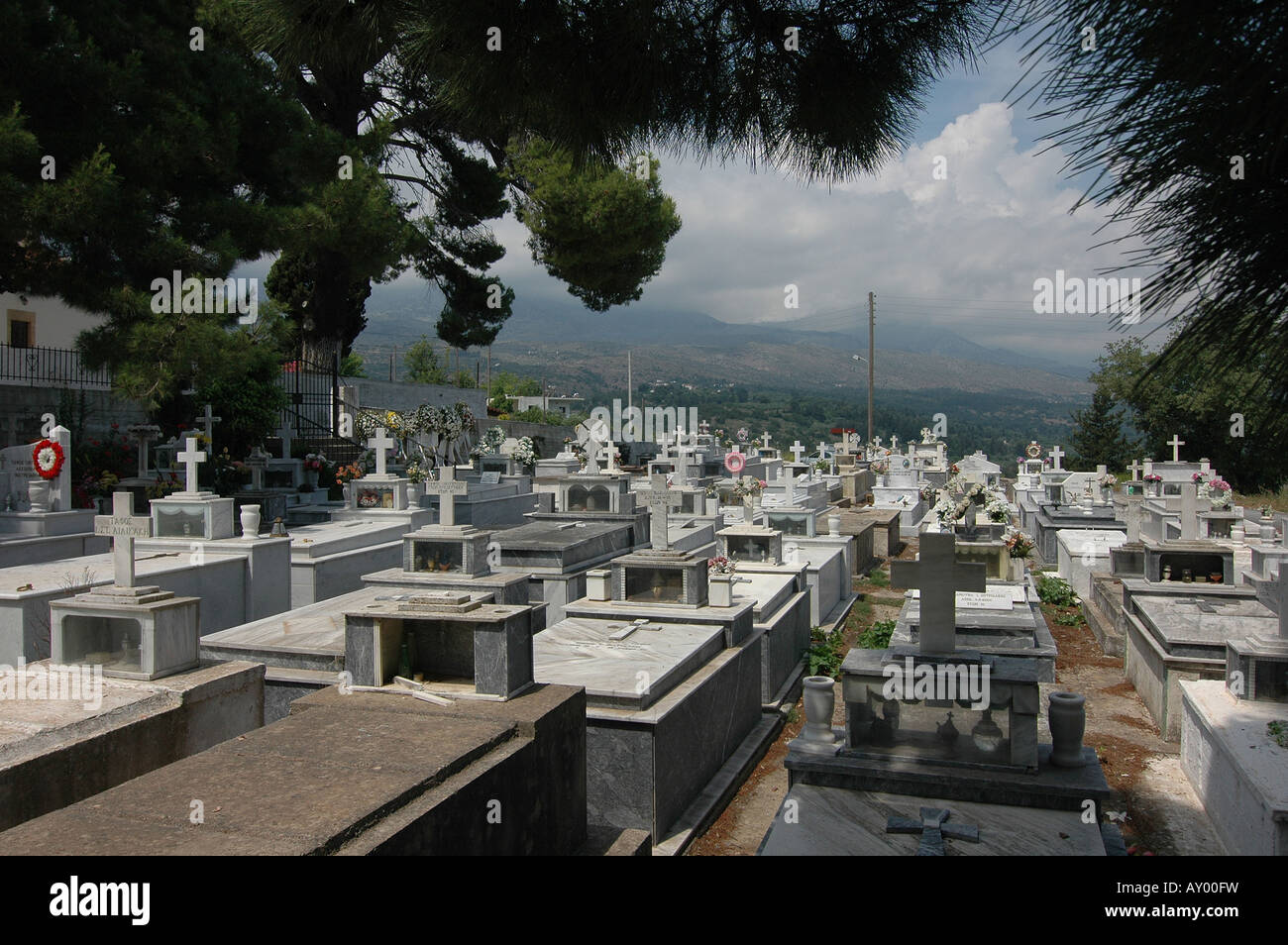 Cimitero sulla isola di Creta Grecia Foto Stock