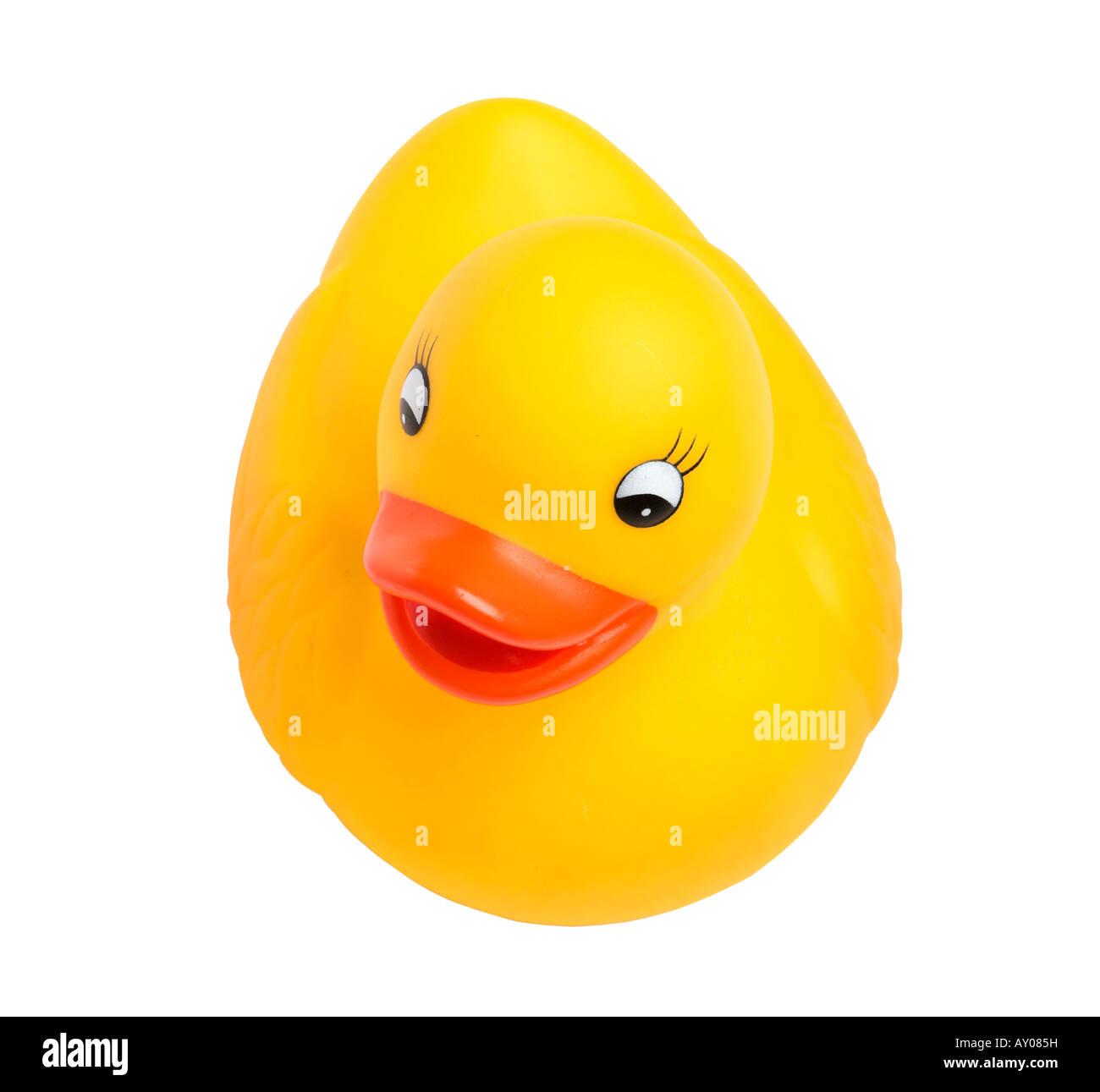 Rubber Duck su bianco percorso di clipping incluso facile isolamento Foto Stock