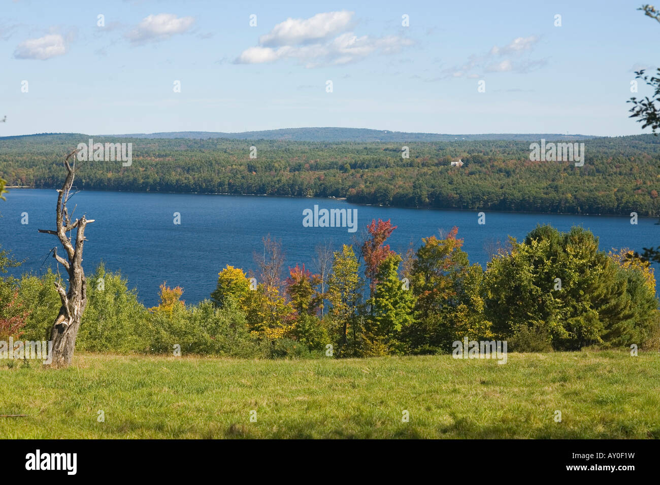 Vista del lago di Thompson Otisfield, Maine Foto Stock