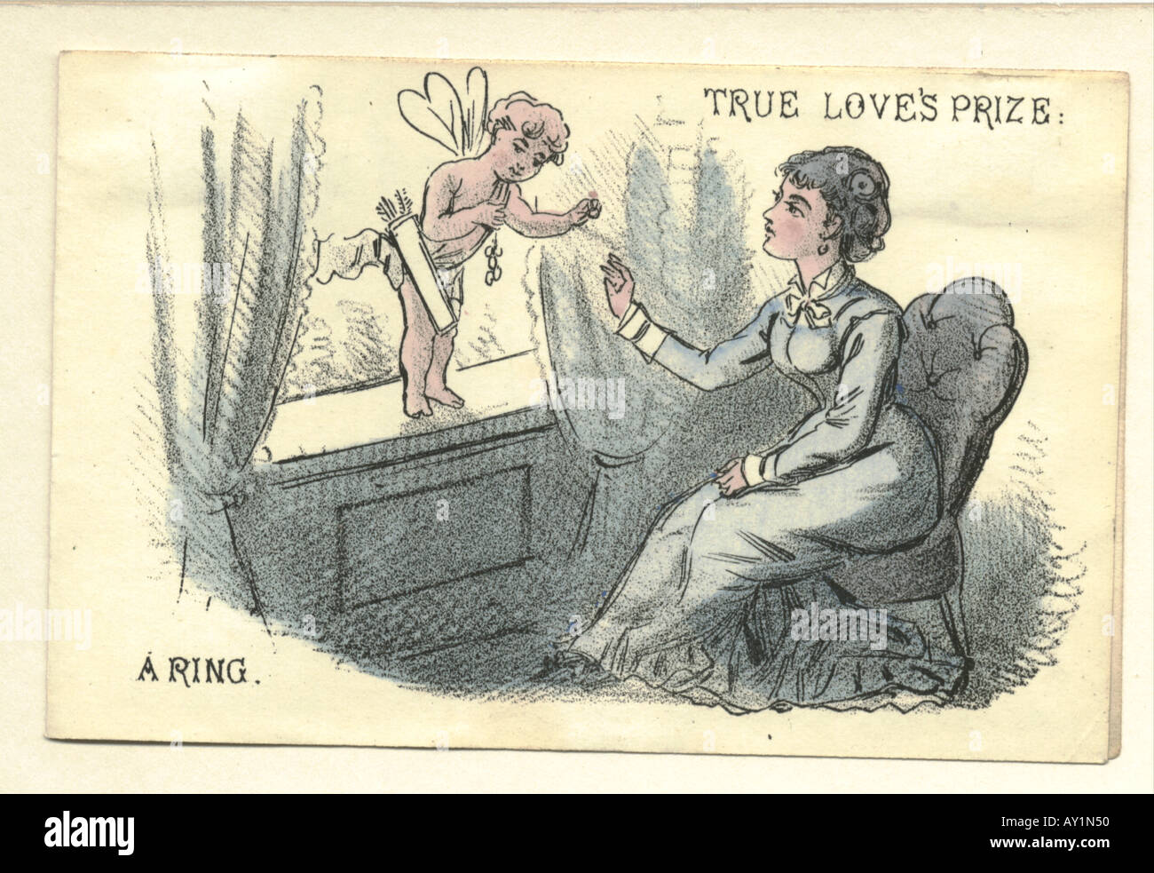 Valentine greeting card intitolato royal cuore unione circa 1865, aperto Foto Stock