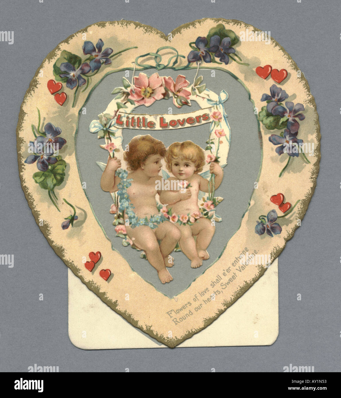 Die-cut Valentine card di putti circa 1900 Foto Stock