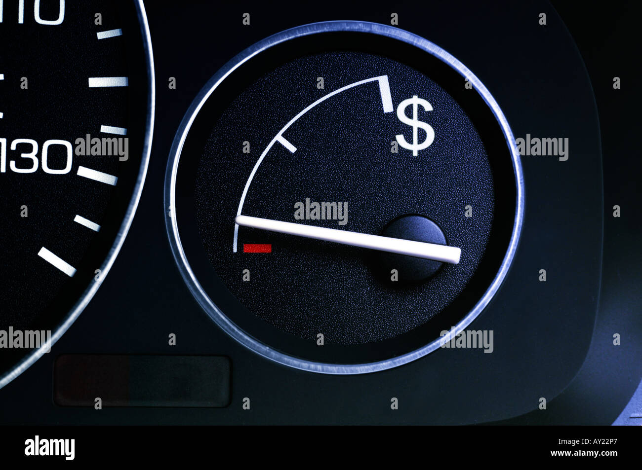 Indicatore del livello del combustibile con il simbolo del dollaro Foto Stock