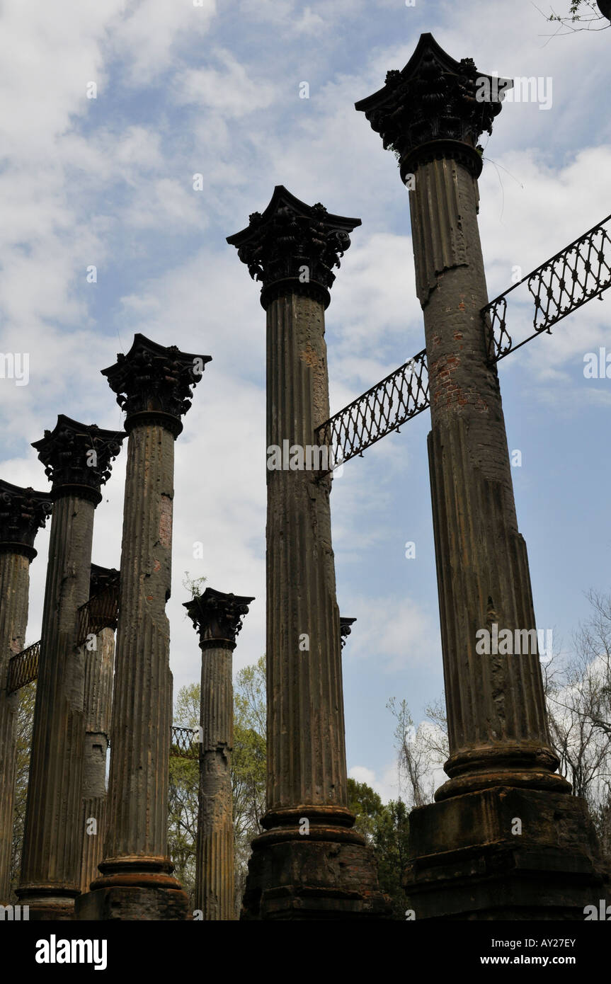 Le rovine del palazzo di Windsor bruciata nel 1890 vicino a Port Gibson Mississippi Stati Uniti d'America. Foto Stock