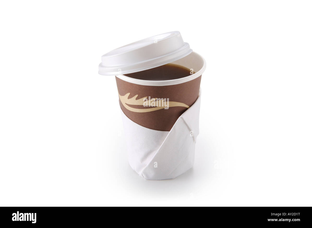 Asporto con caffè igienico shot su bianco Foto Stock