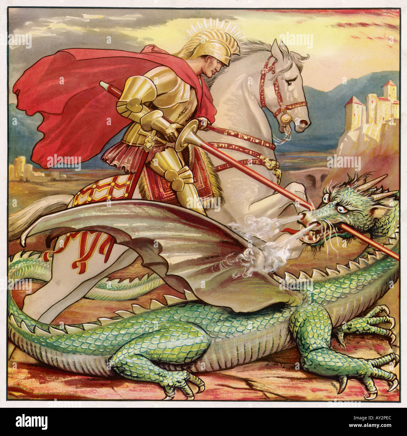 St George Dragon uccidendo Foto Stock