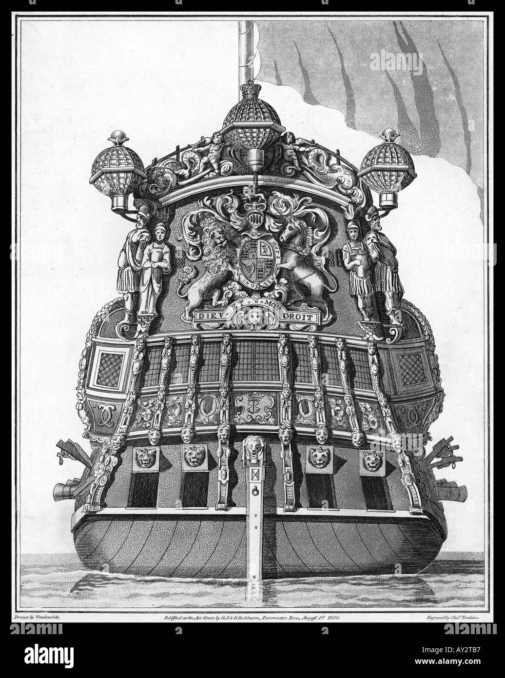 La poppa della nave da guerra Foto Stock