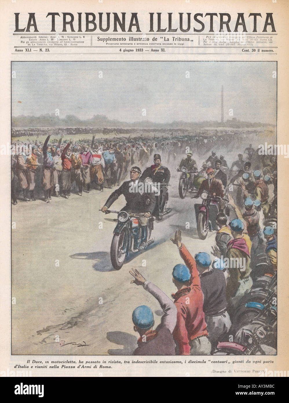 Mussolini in moto Foto Stock