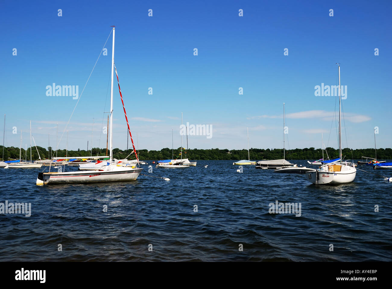 Barche sul lago. Foto Stock