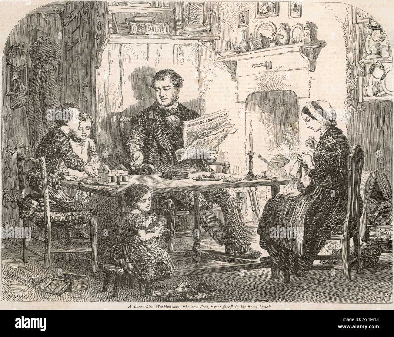 C xix secolo Lancashire Family Foto Stock