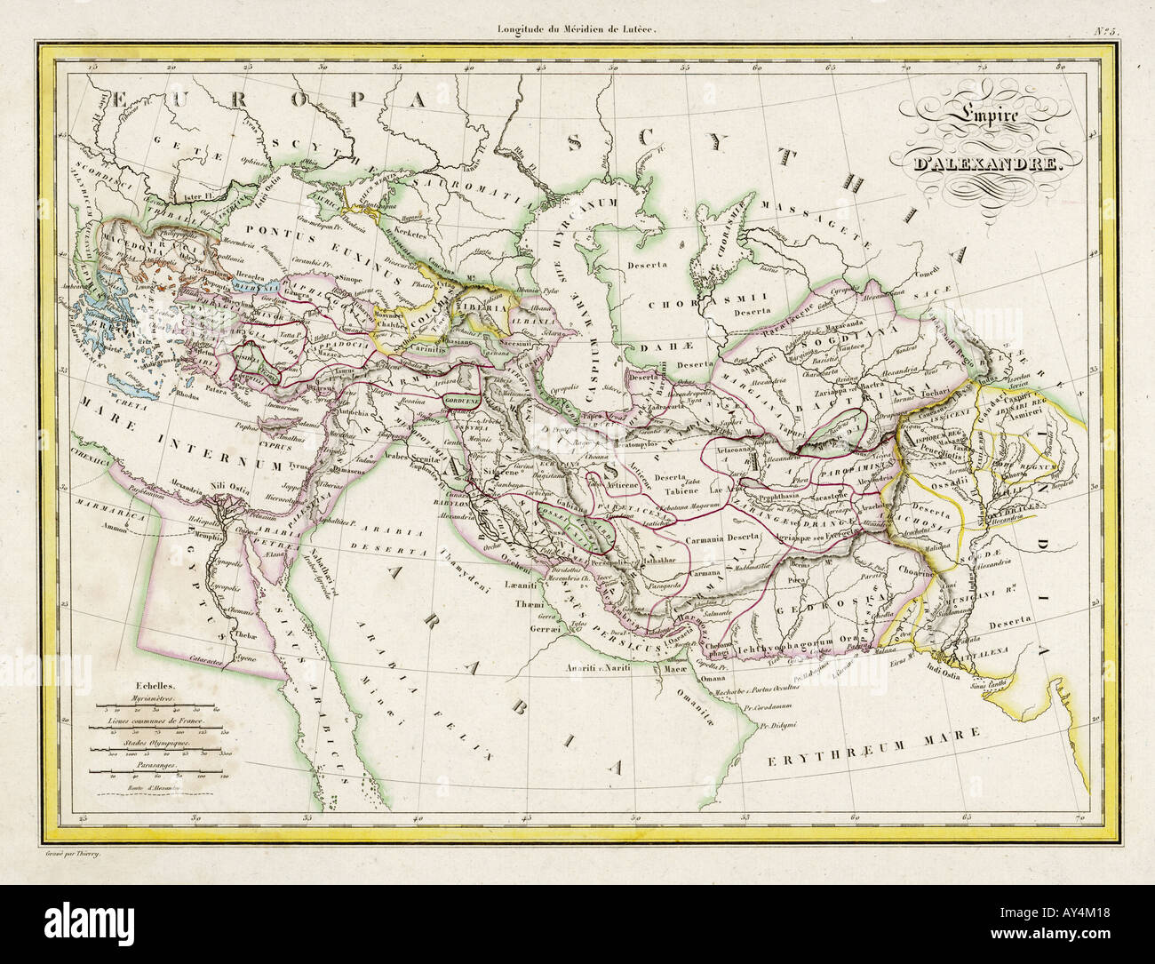 Mappa Europa Grecia 323bc Foto Stock