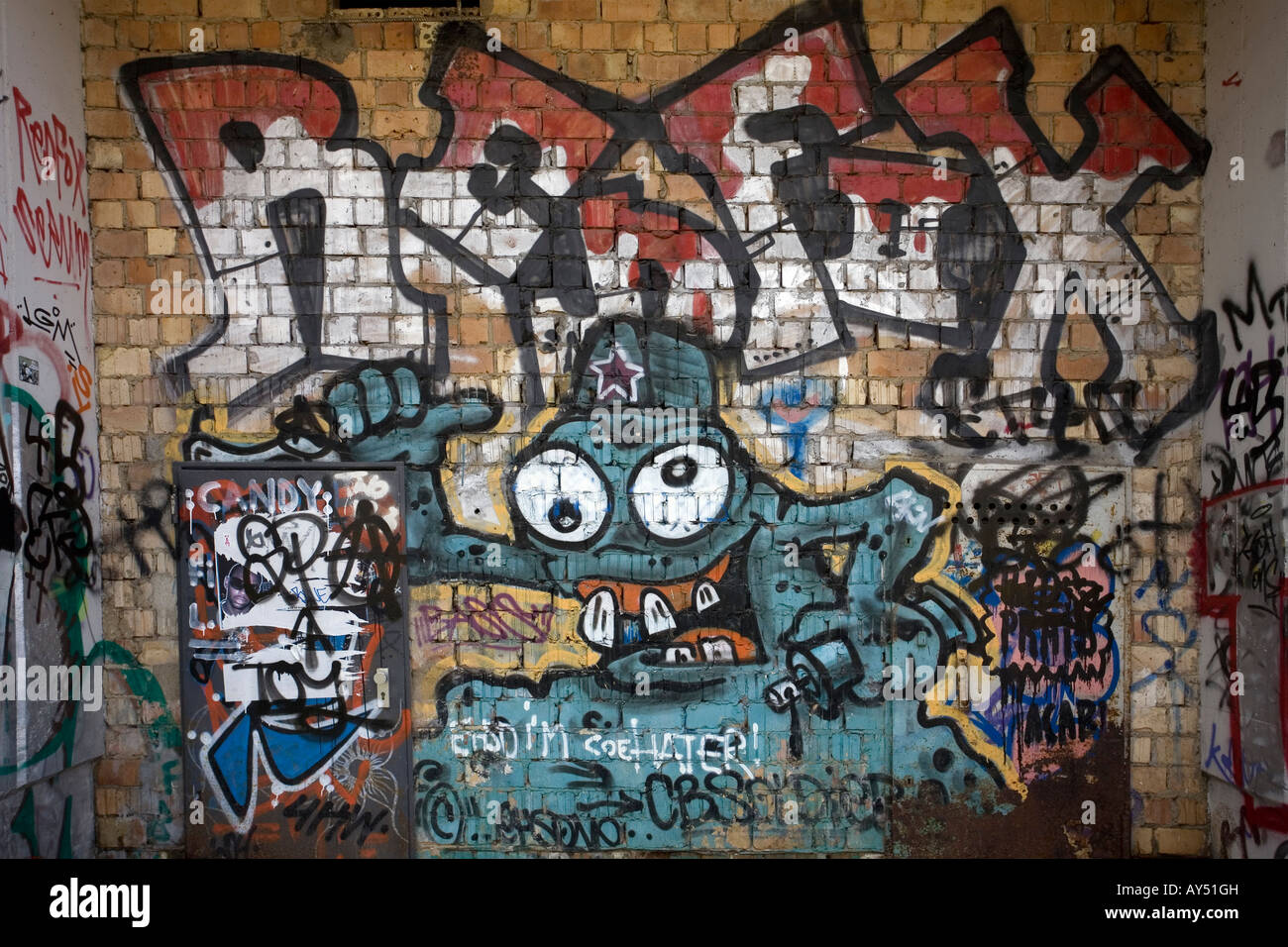 Graffiti nei pressi di Monbijou Park, Berlino, Germania Foto Stock