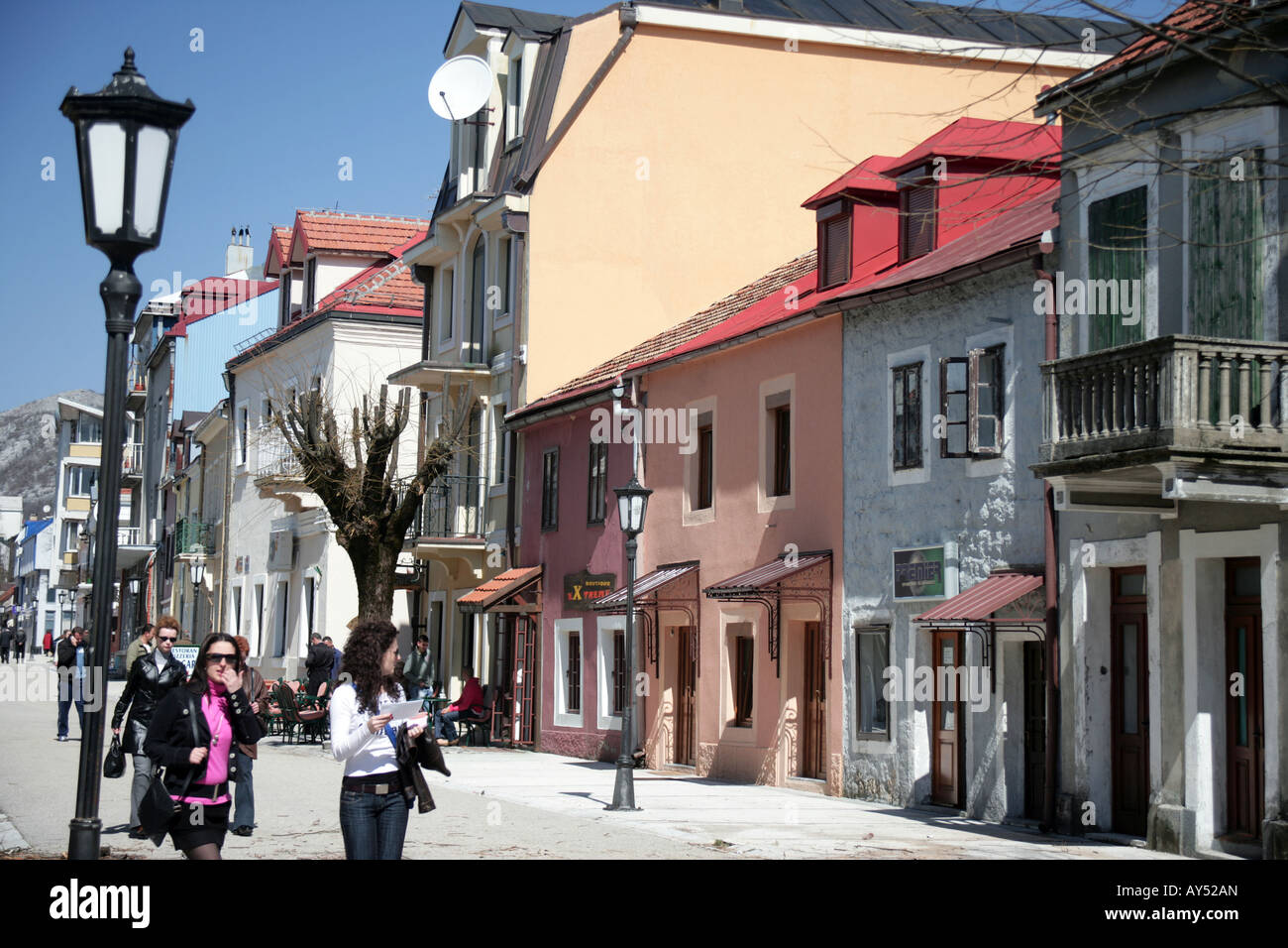 Bajova Street Cetinje la storica capitale del Montenegro Foto Stock