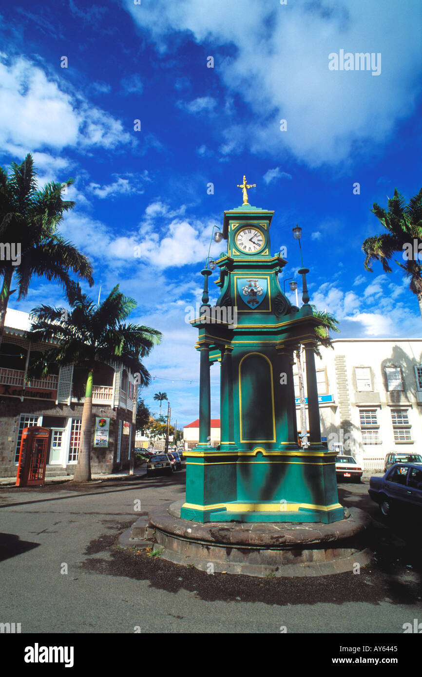Famosa Torre dell Orologio Basseterre St Kitts Foto Stock