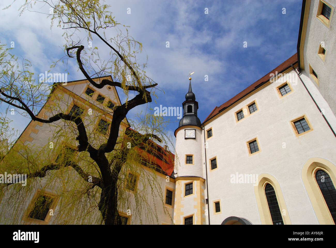 Prigionieri cortile nel castello di Colditz, Bassa Sassonia, Germania Foto Stock