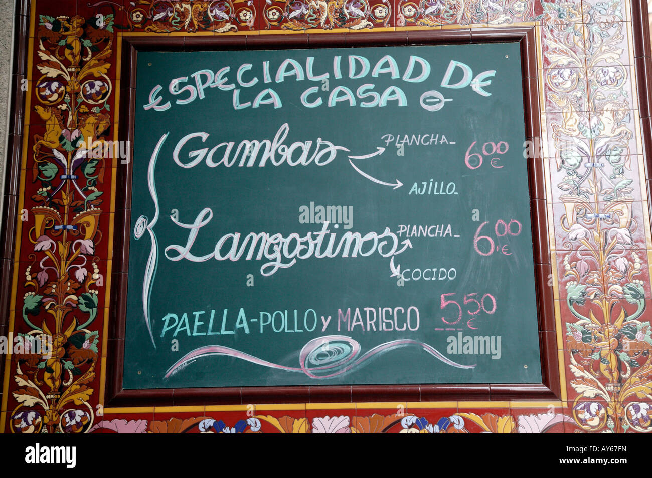 Decorative menu tapas, Madrid, Spagna Foto Stock