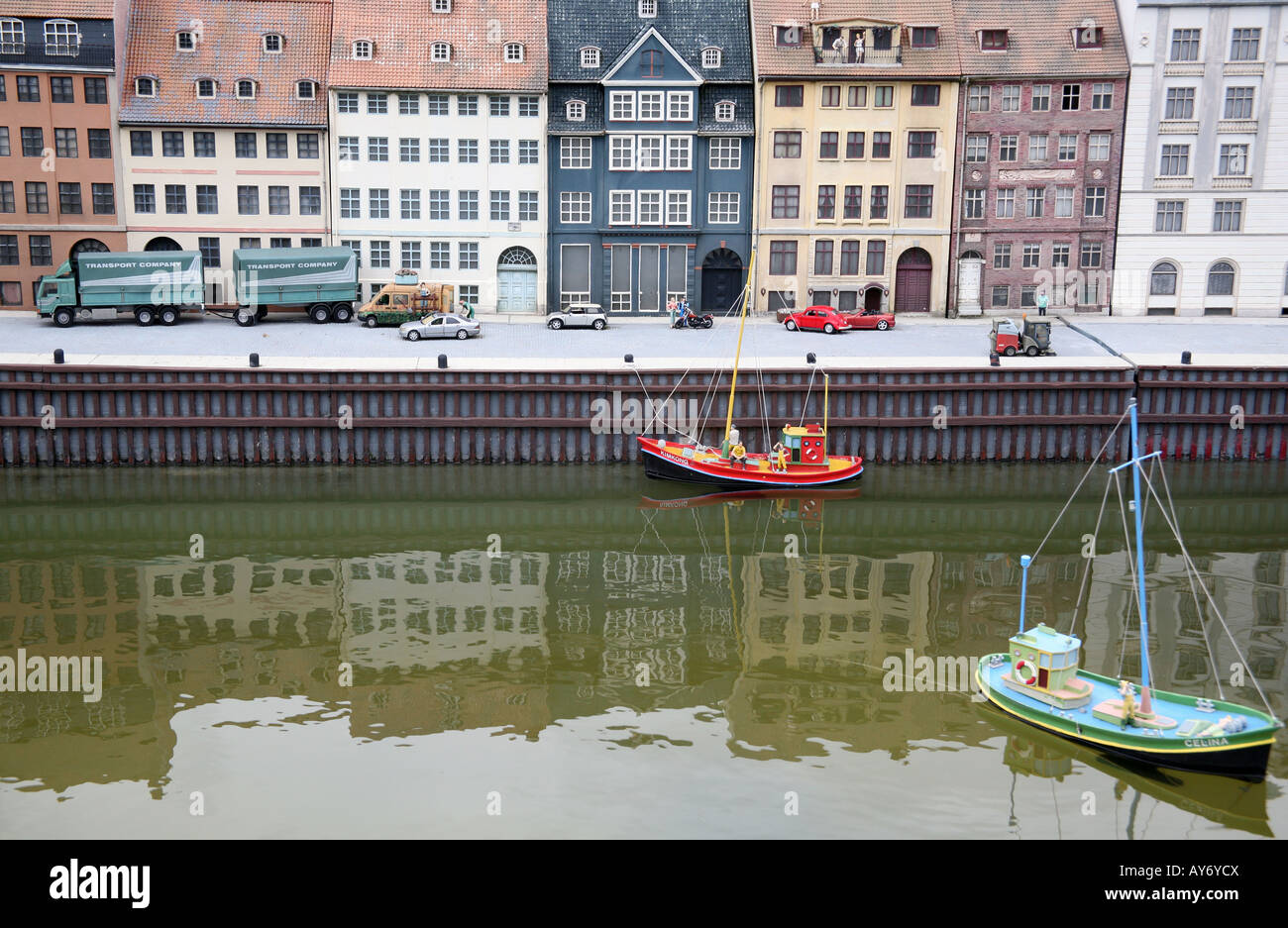 Porto in scena Mini-Europe model village in Belgio Foto Stock