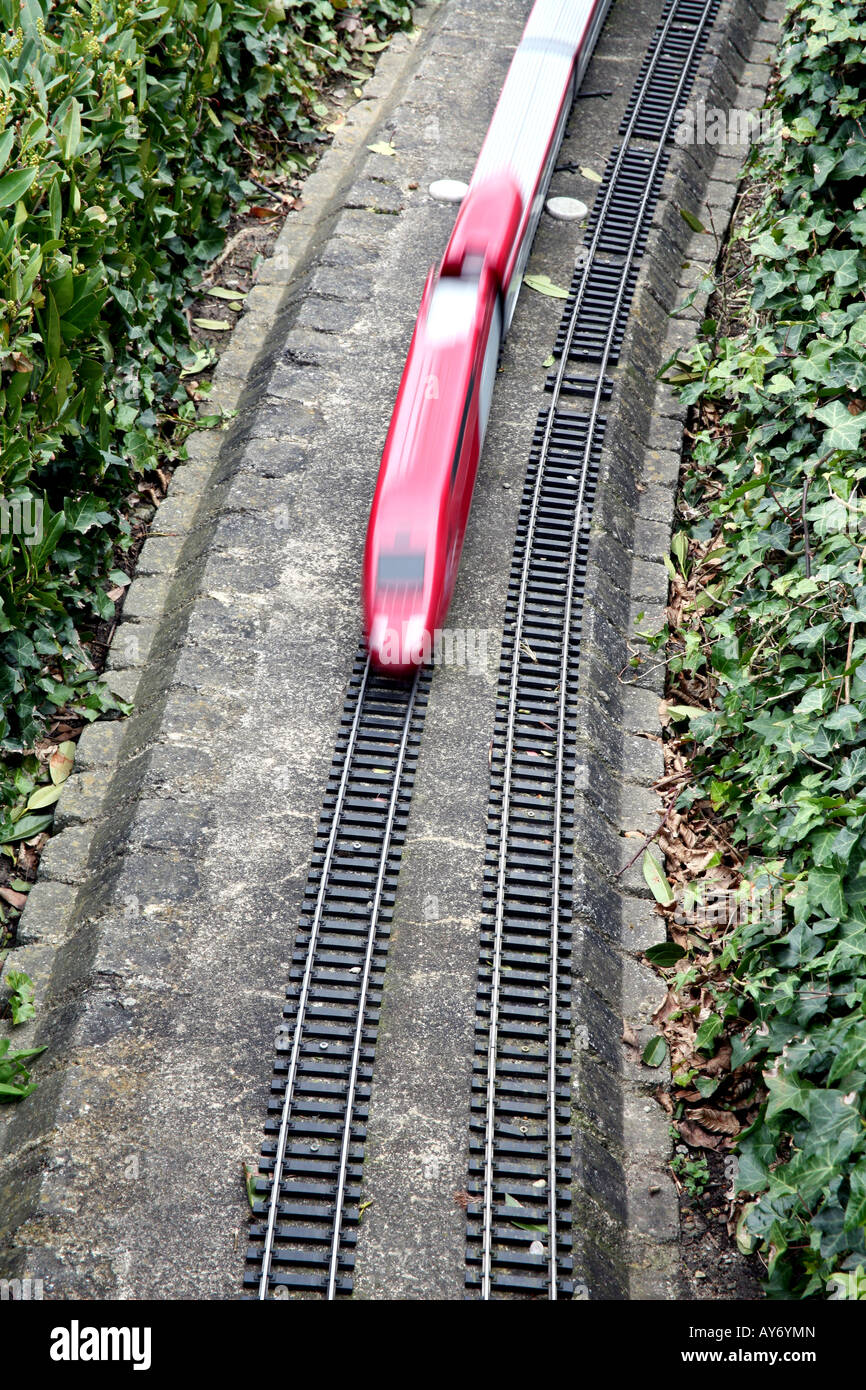 Modello di treno a Mini-Europe model village a Bruxelles Foto Stock
