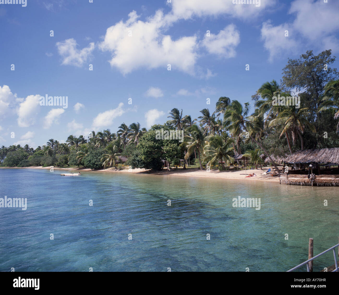 Vista della spiaggia, Pangaimotu Island, Tongatapu, Regno di Tonga Foto Stock