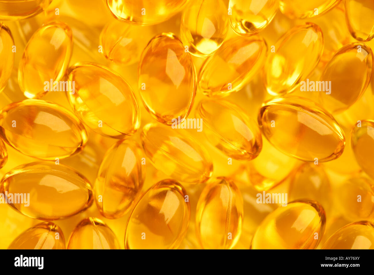 Pesce sano olio integratori nutrizionali pillole close up macro Foto Stock