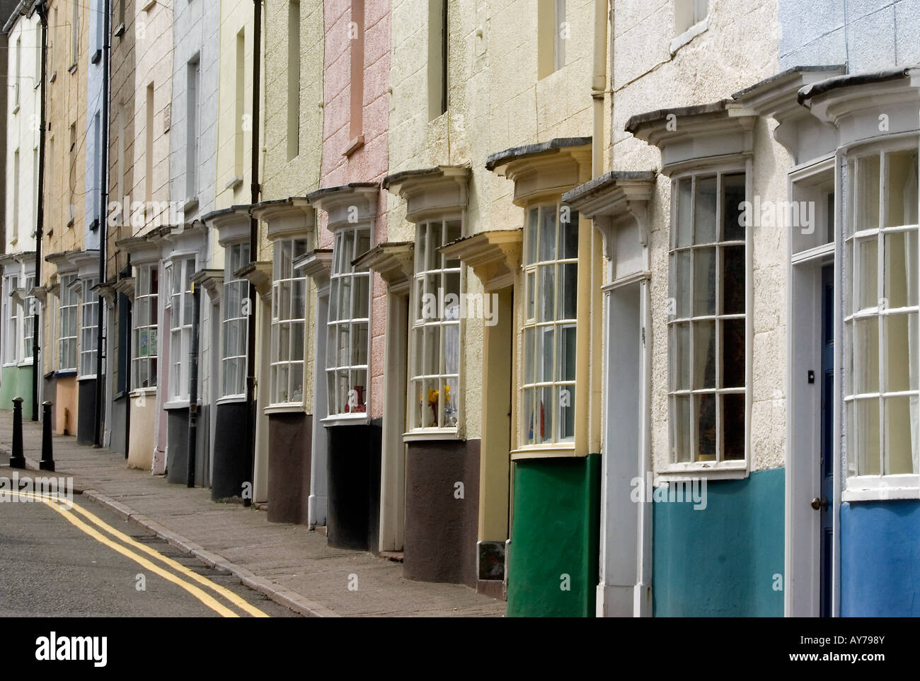 Finestre a bovindo e alloggiamento della terrazza del castello Chepstow Foto Stock