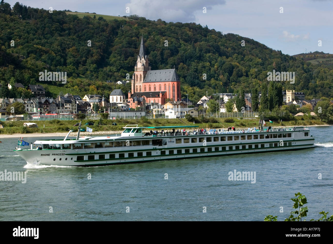 Oberwesel Liebfrauenkirche romantica valle del medio Reno in Germania Foto Stock