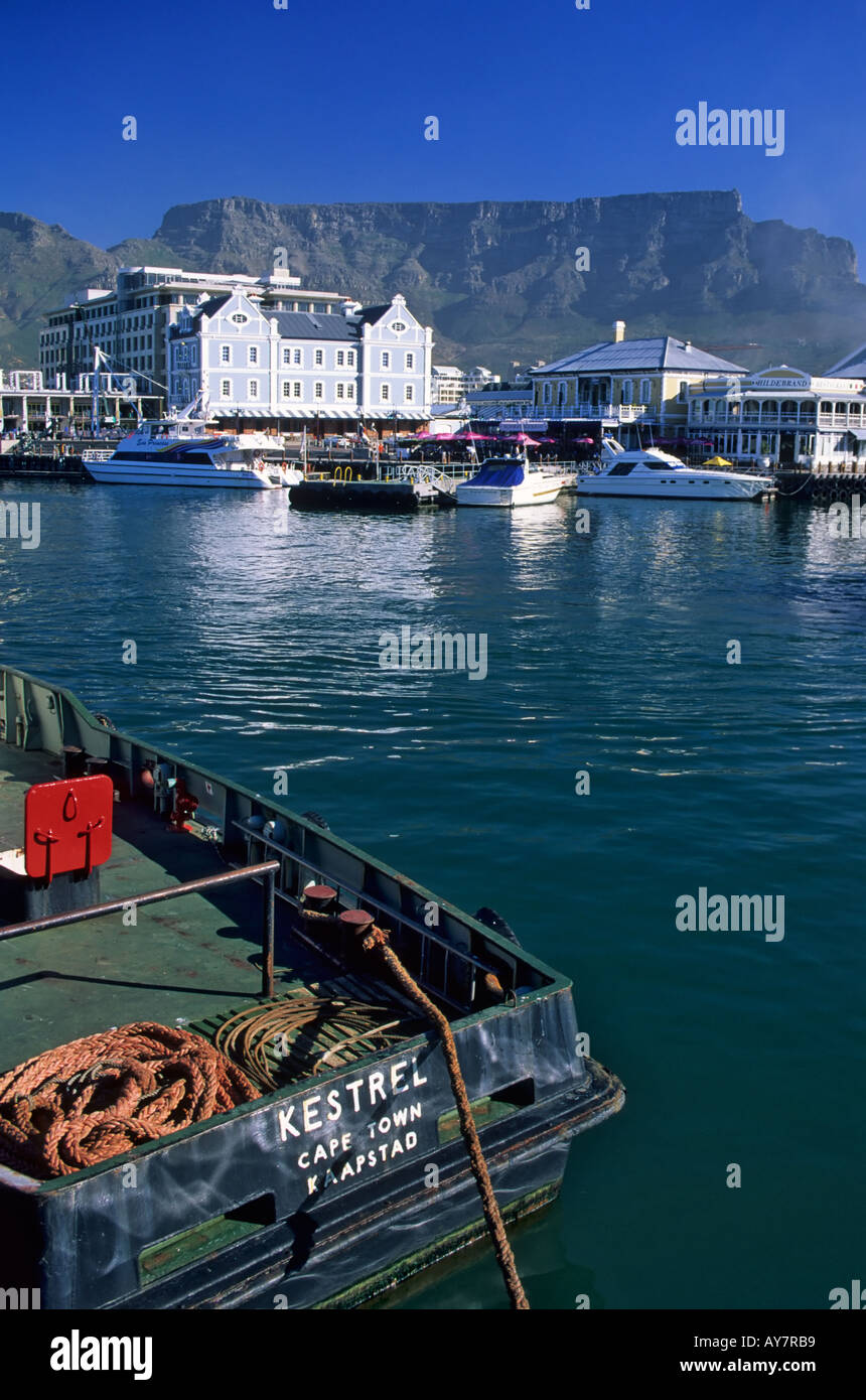 Porto al V&A Waterfront, Città del Capo e di Table Mountain in background, Sud Africa Foto Stock
